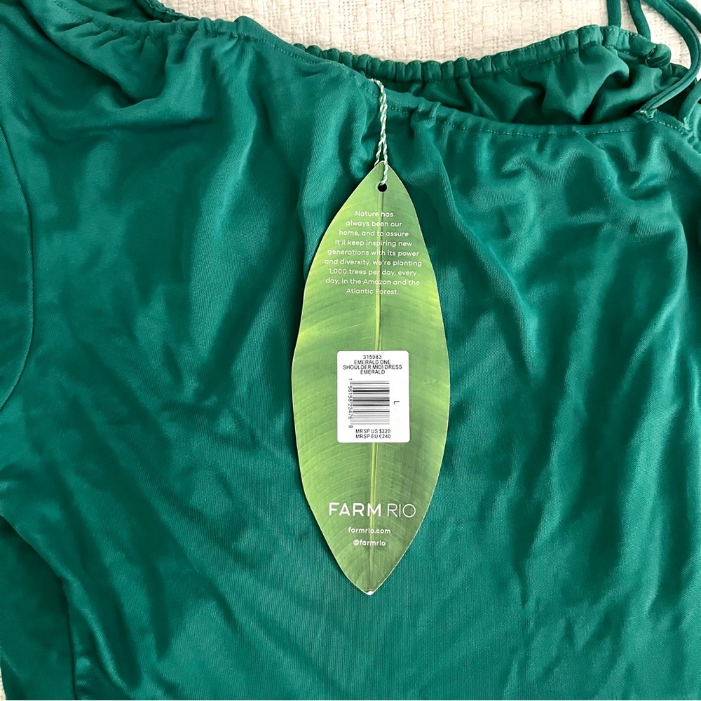 NWT FARM RIO ONE-SHOULDER MIDI DRESS in EMERALD COLOR - Picture 8 of 12